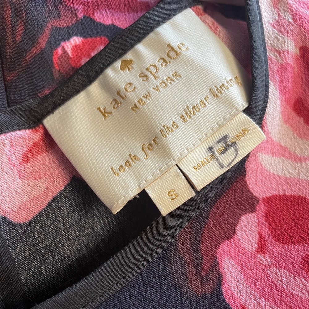 Kate Spade Rambling Colorful Rose Floral Ruffle Rosa Shift Dress Size Small H-8 - Picture 5 of 5